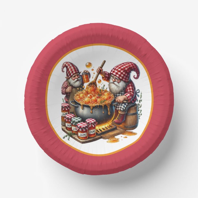Cute Jam making party gnome Paper Plate (Front)