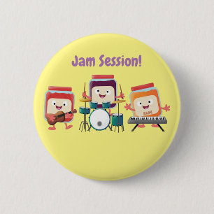 Cute jam session cartoon musician humour 2 inch round button