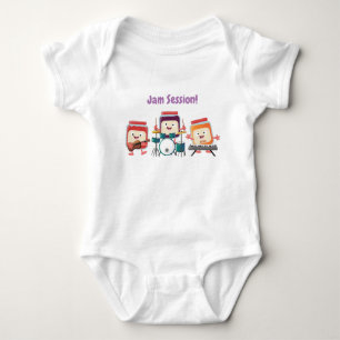 Cute jam session cartoon musician humour baby bodysuit