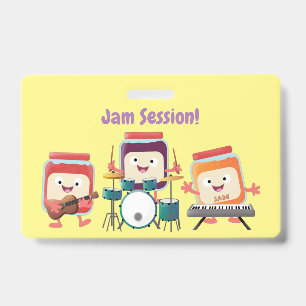 Cute jam session cartoon musician humour badge
