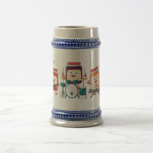Cute jam session cartoon musician humour beer stein