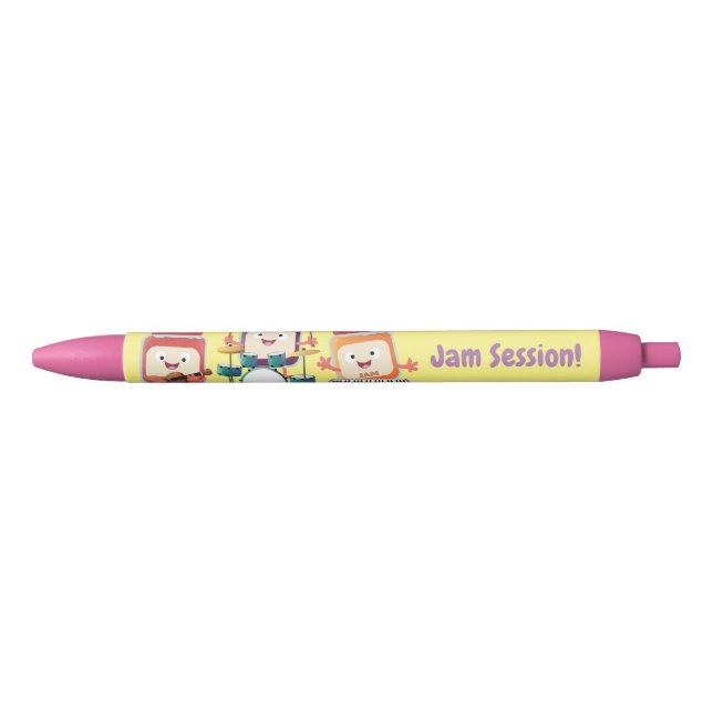 Cute jam session cartoon musician humour black ink pen (Front)