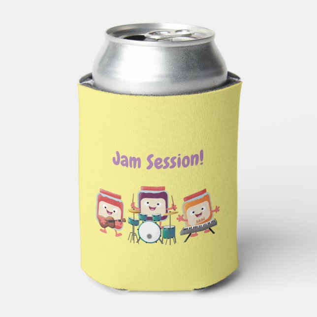 Cute jam session cartoon musician humour can cooler (Can Front)
