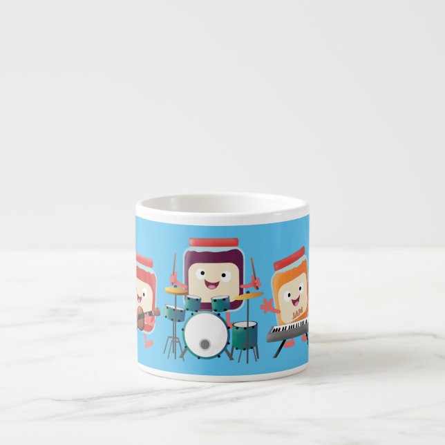 Cute jam session cartoon musician humour espresso cup (Front)