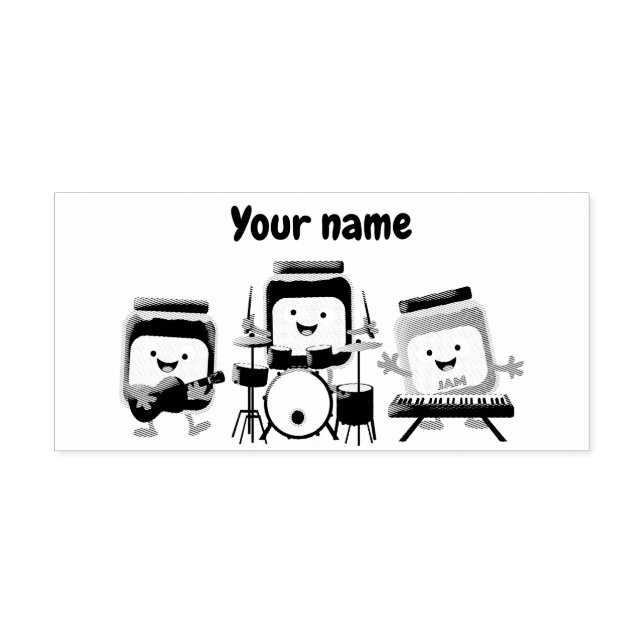 Cute jam session cartoon musician humour  rubber stamp (Imprint)