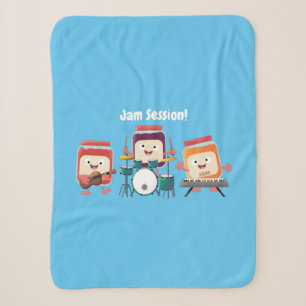 Cute jam session cartoon musician humour sherpa blanket