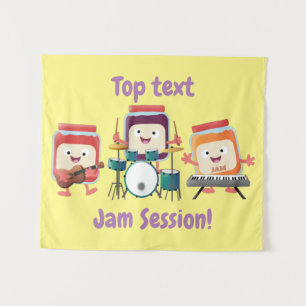 Cute jam session cartoon musician humour tapestry