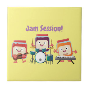 Cute jam session cartoon musician humour tile