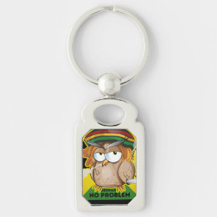 Cute Jamaica No Problem Funny Owl Smoking Keychain