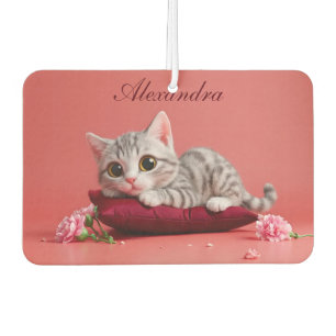 Cute January Cat with Carnations Air Freshener