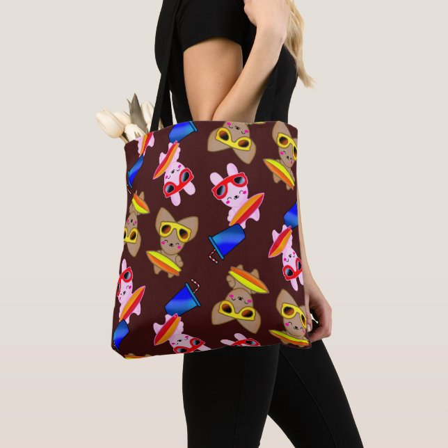 Cute Japan Kawaii Style Sweet Rabbit with Fox Tote Bag (Close Up)