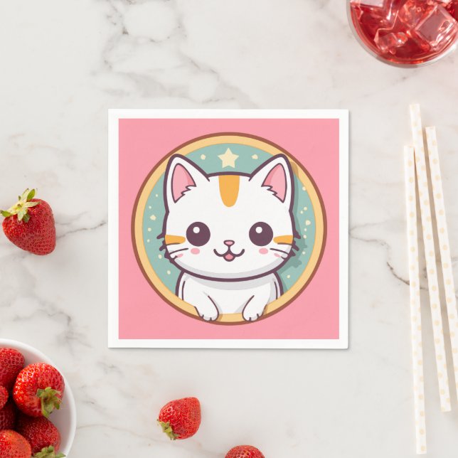Cute Japanese Cat Kawaii Kitten Napkin (Insitu)