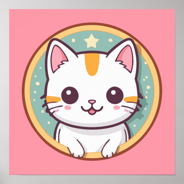 Cute Japanese Cat Kawaii Kitten Poster (Front)