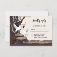 Cute Japanese Cranes RSVP Card