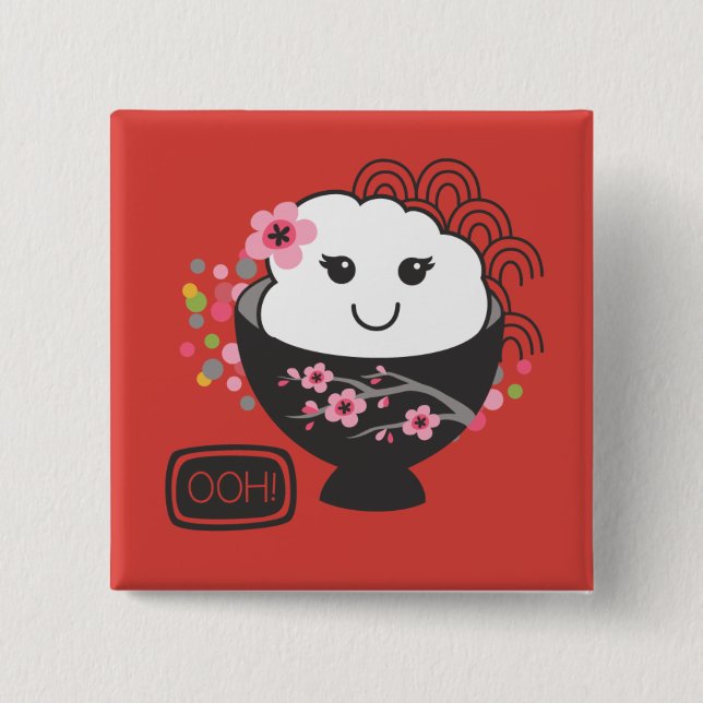 Cute Japanese Food 2 Inch Square Button (Front)