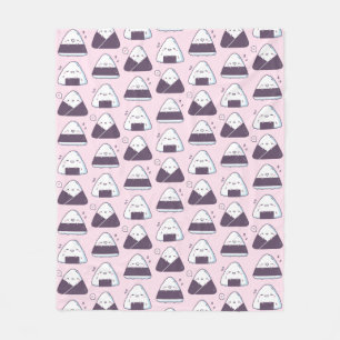 Cute Japanese Food Onigiri Rice Balls Pattern Fleece Blanket