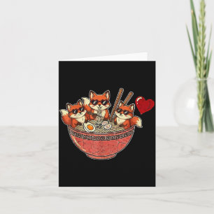 Cute japanese fox ramen noodles anime valentines card