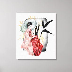 cute Japanese Geisha girl Canvas Print