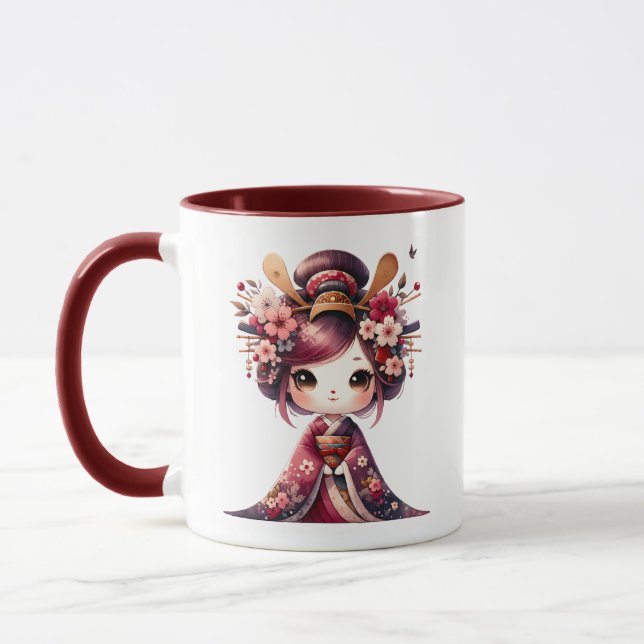 Cute Japanese Geisha Mug (Left)