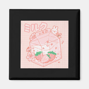 Cute Japanese Kawaii Anime Aesthetic Pink Strawber Magnet