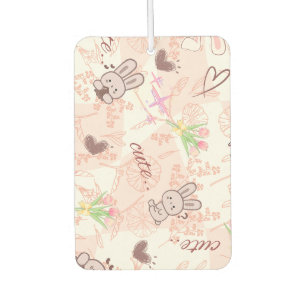 Cute Japanese Kawaii Bunny and Pink Gingham Checke Air Freshener