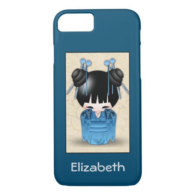 Cute Japanese Kokeshi Doll Personalized Case-Mate iPhone Case (Back)