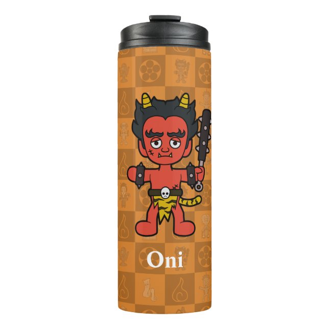 Cute Japanese Oni Monster Thermal Tumbler (Front)