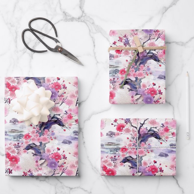 Cute Japanese pattern tiled party  Wrapping Paper Sheet (Front)