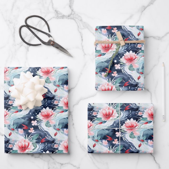 Cute Japanese pattern tiled party Wrapping Paper Sheet (Front)