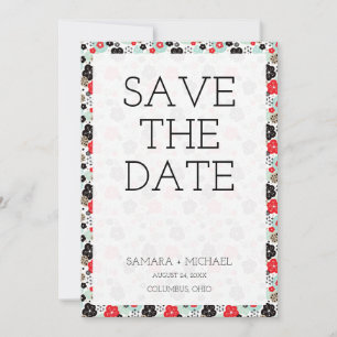 Cute Japanese patterns design save the date