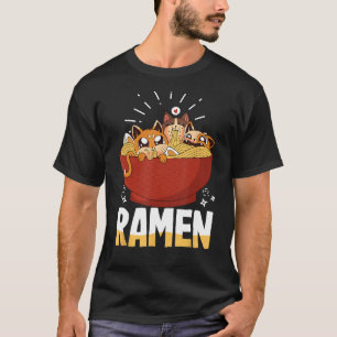 Cute Japanese Ramen Noodles with   Cats T-Shirt