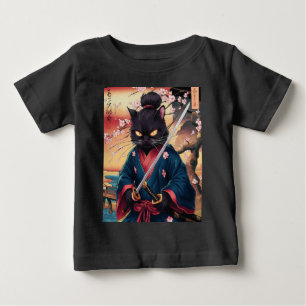 Cute Japanese Samurai Cat Baby T-Shirt