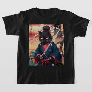 Cute Japanese Samurai Cat  T-Shirt