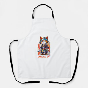 Cute Japanese Samurai Ninja Cat Kawaii Shirt  Apron