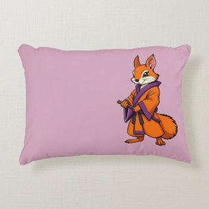 Cute Japanese Samurai Squirrel Accent Pillow