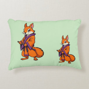 Cute Japanese Samurai Squirrel Accent Pillow