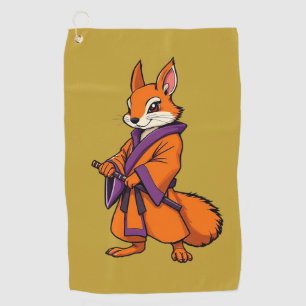 Cute Japanese Samurai Squirrel Golf Towel