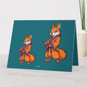 Cute Japanese Samurai Squirrel Thank You Card
