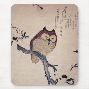 Cute Japanese Smiling Owl Mouse Pad