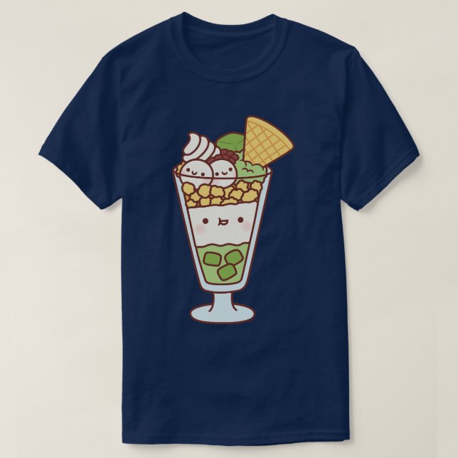 Cute Japanese Style Matcha Green Tea Parfait T-Shirt (Design Front)