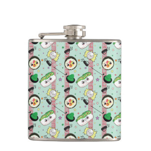 Cute Japanese Sushi Lover Golfing Pattern Hip Flask