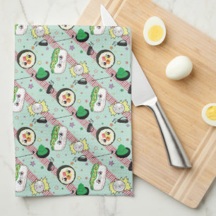 Cute Japanese Sushi Lover Golfing Pattern  Kitchen Towel