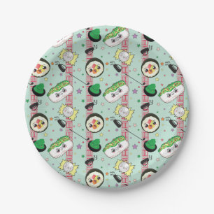 Cute Japanese Sushi Lover Golfing Pattern Paper Plate