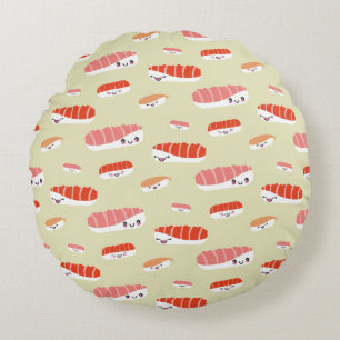 Cute Japanese Sushi Nigiri Pattern Round Pillow