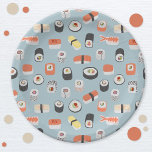 Cute Japanese Sushi Pattern Paper Plate<br><div class="desc">Delicious sushi,  nigiri and maki roll pattern.  Original art by Nic Squirrell.</div>