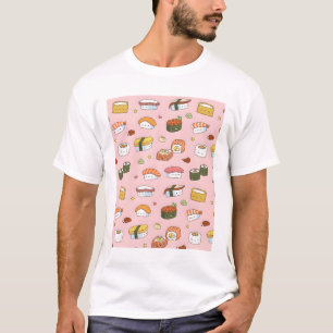 Cute Japanese Sushi Pattern T-Shirt