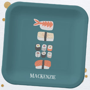 Cute Japanese Sushi Personalized Paper Plate