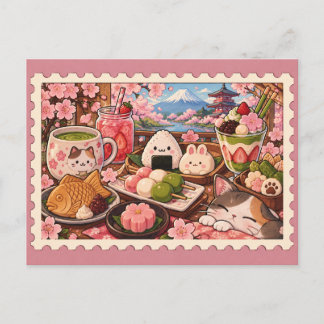 Cute Japanese Sweets & Snacks Postcard