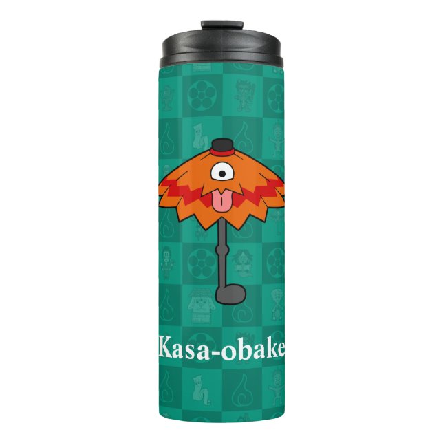 Cute Japanese Umbrella Ghost Thermal Tumbler (Front)