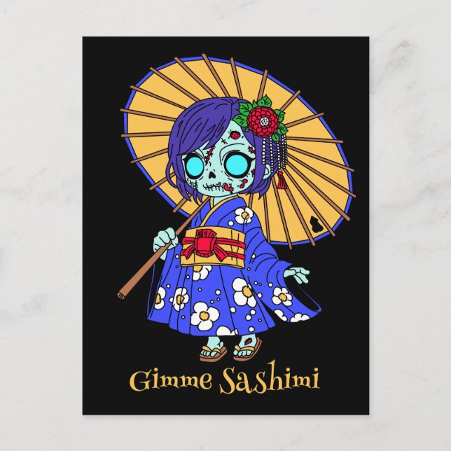 Cute Japanese Zombie Postcard (Front)